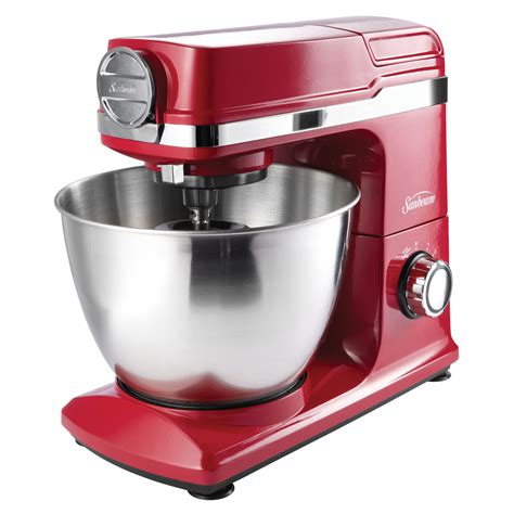 The bowl sits in an off-center position on the turntable, and the beaters are off center in the bowl, which provides ample room to easily add ingredients while mixing. . Mixer sunbeam